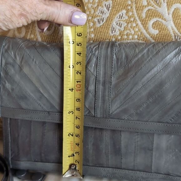 Super Sleek Gray Vintage 🩶Eel Skin Clutch /Shoulder Crossbody Purse - Picture 13 of 15